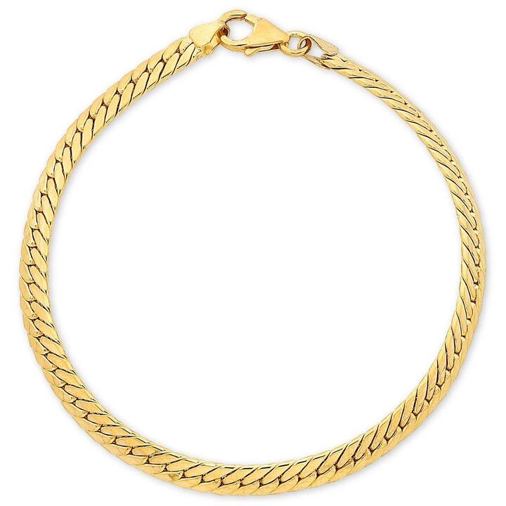 Image of Bracelets. Product name - 19cm Herringbone Bracelet in 9kt Yellow Bonded Gold in colour by brand - Bevilles