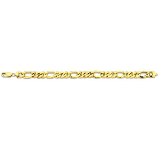 Image of Bracelets. Productname: 9kt Yellow Gold Silver Infused Figaro Bracelet 21cm in Gold colour by brand - Bevilles