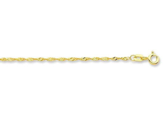 Image of Jewelry. Productname: 45cm Singapore Chain in 9kt Yellow Gold in Gold colour by brand - Bevilles