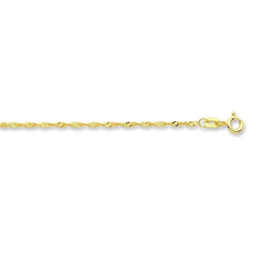 Image of Necklaces. Productname: 55cm Singapore Chain in 9kt Yellow Gold in colour by brand - Bevilles