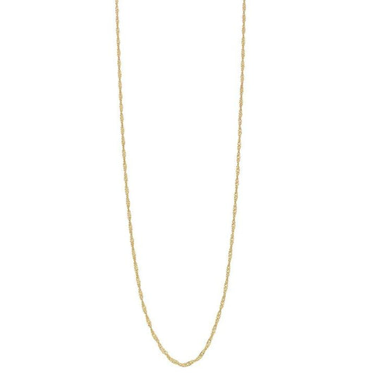 Image of Jewelry. Productname: 55cm Solid Singapore Chain in 9kt Yellow Gold in Gold colour by brand - Bevilles