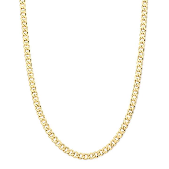 Image of Necklaces. Productname: 9kt Yellow Gold Solid Curb Necklace in Gold colour by brand - Bevilles