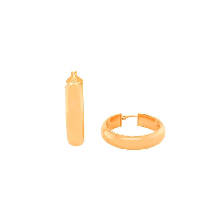 Image of Earrings. Productname: 9kt Yellow Gold Thick Hoop Earrings in Gold colour by brand - Bevilles
