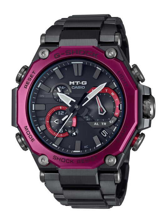 Image of Watches. Productname: Casio G Shock MTG Black and Purple Watch MTG-B2000B-1A4DR in Watch colour by brand - Casio