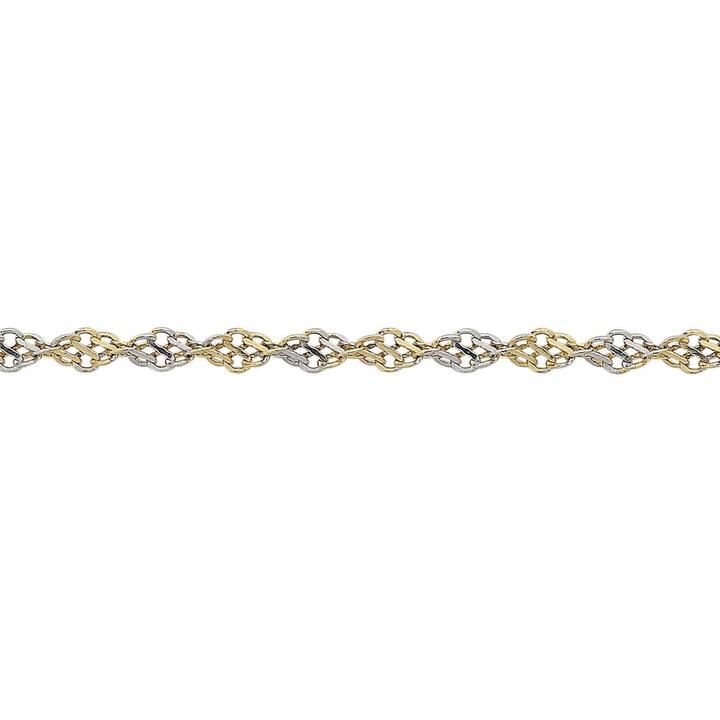Image of Bracelets. Productname: 9kt Yellow Gold Two Tone Singapore Bracelet in Gold colour by brand - Bevilles