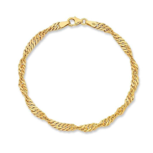 Image of Bracelets. Productname: 9kt Yellow Gold Singapore Twist Bracelet 19cm in Gold colour by brand - Bevilles