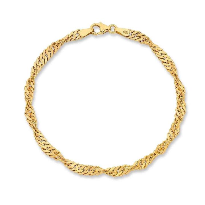 Image of Bracelets. Product name - 19cm Singapore Bracelet in 9kt Yellow Gold in colour by brand - Bevilles