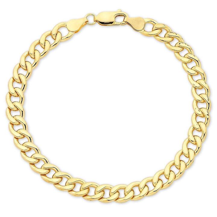 Image of Bracelets. Productname: 9kt Yellow Gold Solid Curb Bracelet in Gold colour by brand - Bevilles
