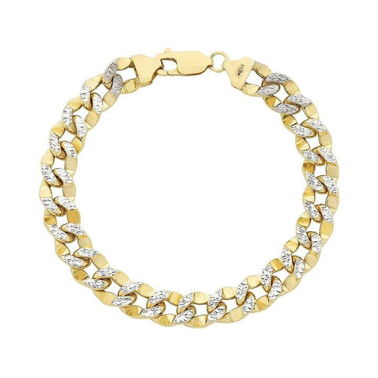 Image of Bracelets. Productname: 9kt Yellow Gold Two Tone Curb Bracelet in Gold colour by brand - Bevilles