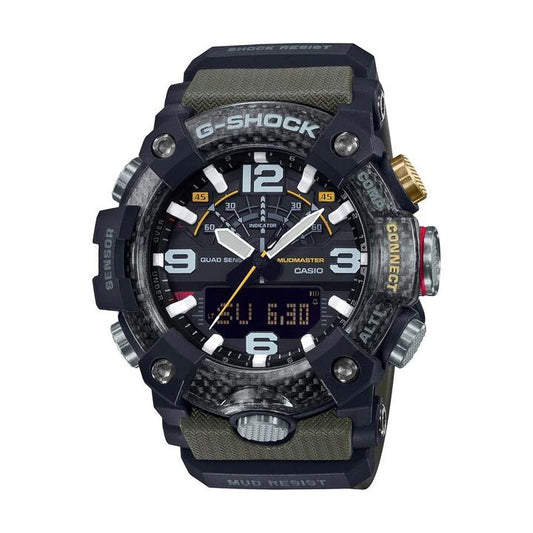 Image of Watches. Productname: Casio G-Shock Master of G Mudmaster Digital Analogue Black/Green Watch GG-B100-1A3 in Watch colour by brand - Casio
