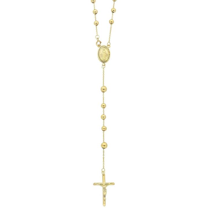 Image of Charms. Product name - 66cm Rosary Necklace in 9kt Yellow Bonded Gold in colour by brand - Bevilles