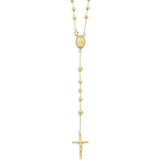 Image of Charms. Product name - 66cm Rosary Necklace in 9kt Yellow Bonded Gold in colour by brand - Bevilles
