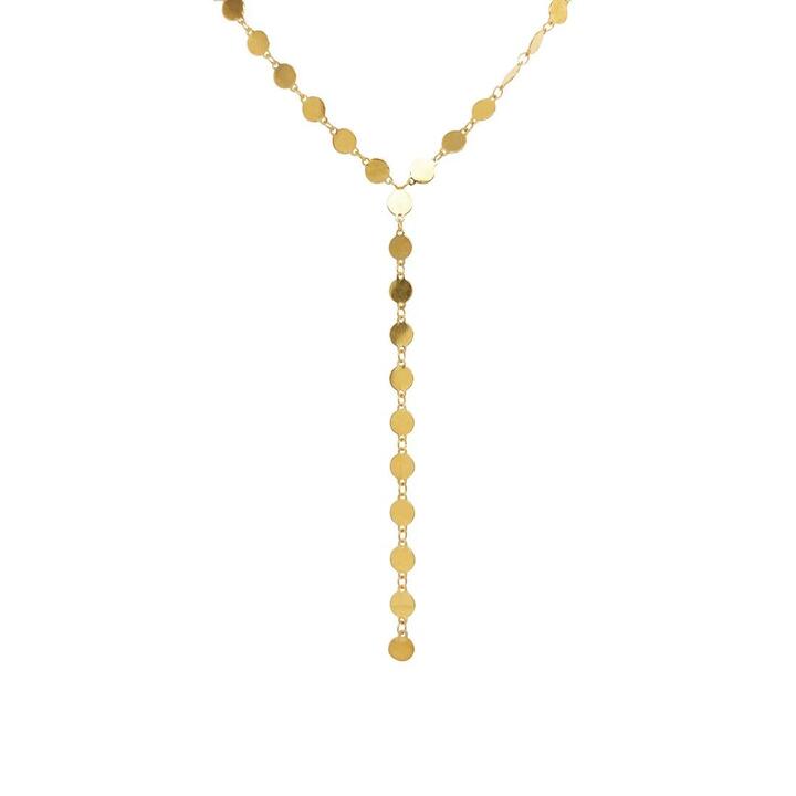 Image of Necklaces. Productname: 9kt Yellow Gold Silver Infused Fancy Oval Drop Necklace in Gold colour by brand - Bevilles