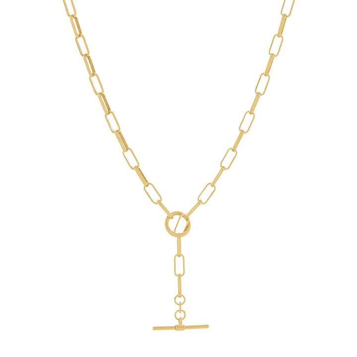 Image of Necklaces. Productname: 9kt Yellow Gold Silver Infused Paperclip Necklace in Gold colour by brand - Bevilles