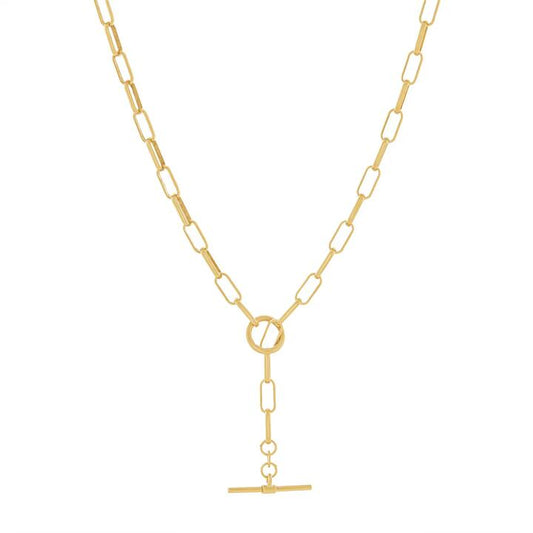 Image of Necklaces. Productname: 9kt Yellow Gold Silver Infused Paperclip Necklace in Gold colour by brand - Bevilles