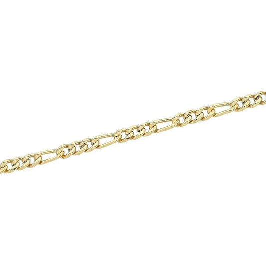Image of Necklaces. Productname: 9kt Yellow Gold Silver Infused Figaro Chain Necklace 60cm in Gold colour by brand - Bevilles