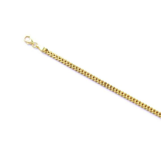 Image of Necklaces. Productname: 9kt Yellow Gold Silver Infused Four Sided Curb Necklace 55cm in Gold colour by brand - Bevilles