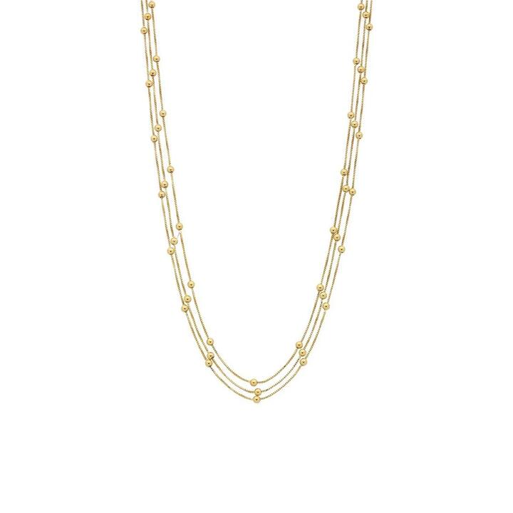 Image of Necklaces. Product name - 9kt Yellow Gold Bonded Triple Row Beaded Ball Necklace in colour by brand - Bevilles