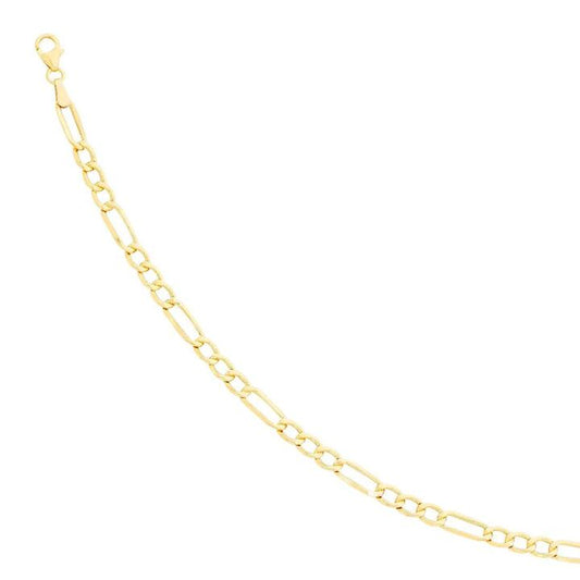 Image of Necklaces. Productname: 9kt Yellow Gold Bonded Figaro 1/3 Chain Necklace 50cm in colour by brand - Bevilles