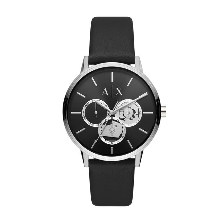 Image of Watches. Productname: Armani Exchange Cayde Silver and Black Men's Watch AX2745 in Watch colour by brand - Armani Exchange