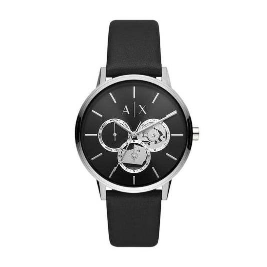 Image of Watches. Productname: Armani Exchange Cayde Silver and Black Men's Watch AX2745 in Watch colour by brand - Armani Exchange