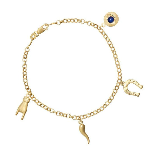 Image of Bracelets. Productname: 9kt Yellow Gold Silver Infused Lucky Charm Bracelet in Gold colour by brand - Bevilles