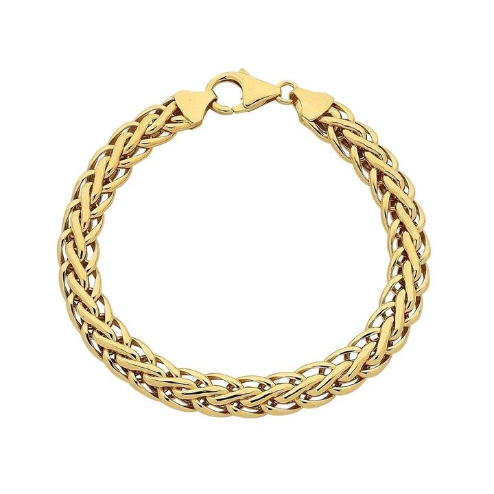 Image of Bracelets. Productname: 9kt Yellow Gold Silver Infused Swirl Link Fancy Bracelet in Gold colour by brand - Bevilles