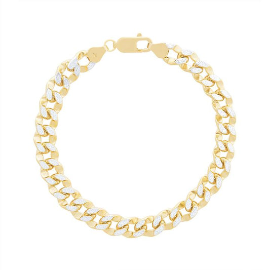 Image of Bracelets. Productname: 23cm Diamond Cut Curb Bracelet in 9kt Yellow and White Bonded Gold in Gold colour by brand - Bevilles