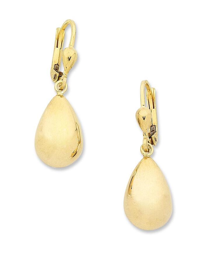 Image of Earrings. Productname: 9kt Yellow Gold Silver Infused Drop Earrings in Gold colour by brand - Bevilles