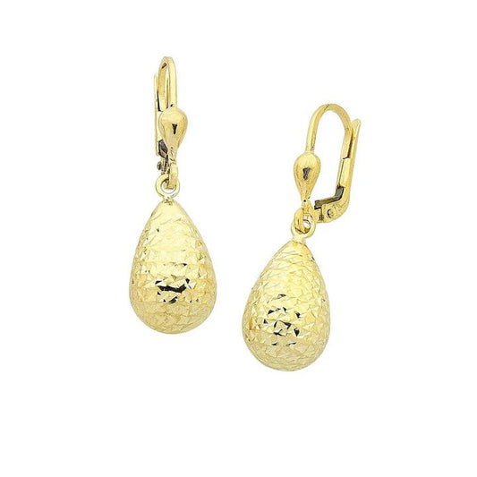 Image of Earrings. Productname: 9kt Yellow Gold Silver Infused Pear Drop Earrings in Gold colour by brand - Bevilles