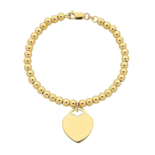 Image of Bracelets. Productname: 9kt Yellow Gold Silver Infused Rolo Bead Bracelet in Gold colour by brand - Bevilles