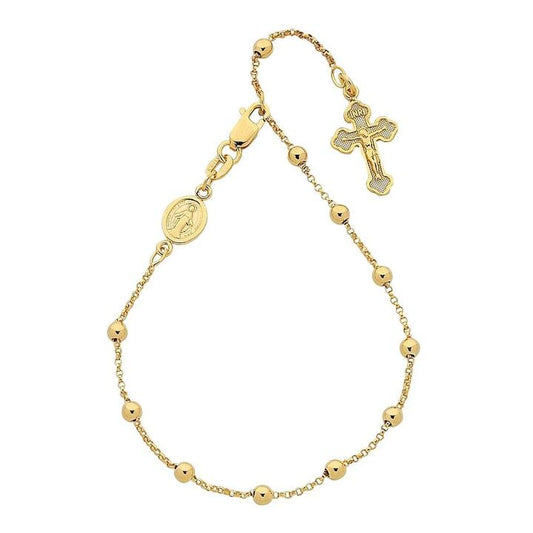 Image of Bracelets. Productname: 9kt Yellow Gold Silver Infused Rosary Bead Bracelet in Gold colour by brand - Bevilles