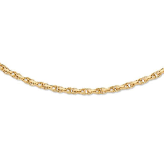 Image of Bracelets. Productname: 9kt Yellow Gold Silver Infused Double Oval Belcher Bracelet in Gold colour by brand - Bevilles