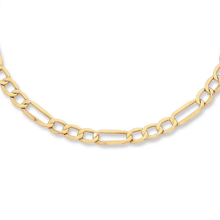 Image of Necklaces. Productname: 9kt Yellow Gold Silver Infused Figaro Necklace 50cm in Gold colour by brand - Bevilles