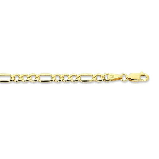 Image of Flats. Productname: 9kt Yellow Gold Silver Infused Flat Figaro Necklace 60cm in Gold colour by brand - Bevilles