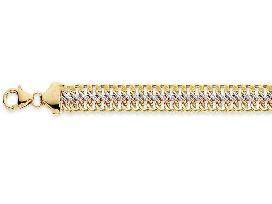 Image of Necklaces. Productname: 9kt Yellow Gold Silver Infused Two Tone Link Necklace 45cm in Gold colour by brand - Bevilles