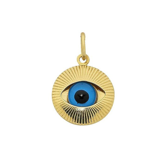 Image of Charms. Product name - Enamel Evil Eye Pendant in 9kt Yellow Bonded Gold in colour by brand - Bevilles