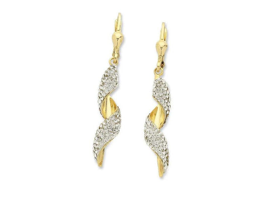 Image of Earrings. Productname: 9kt Yellow Gold Silver Infused Swirl Earrings in Gold colour by brand - Bevilles