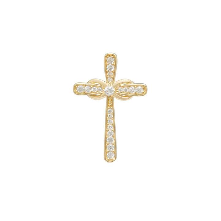 Image of Charms. Productname: Cross Pendant with Cubic Zirconia in 9kt Yellow Gold in Gold colour by brand - Bevilles