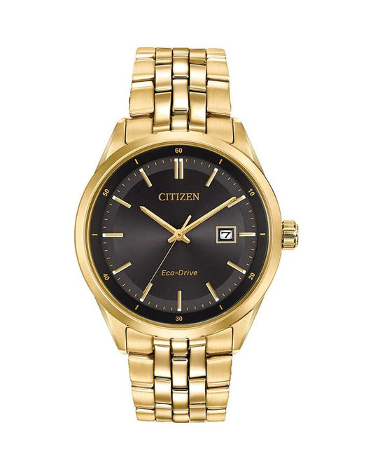 Image of Watches. Productname: Citizen Eco Drive Black and Gold Men's Watch BM7252-51 in Watch colour by brand - Citizen