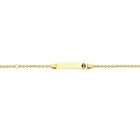 Image of Bracelets. Product name - 16cm Enamel Lady Bug I.D. Bracelet in 9kt Yellow Bonded Gold in colour by brand - Bevilles