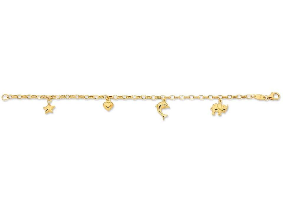 Image of Bracelets. Product name - 16cm Animal Charm Bracelet in 9kt Yellow Bonded Gold in colour by brand - Bevilles