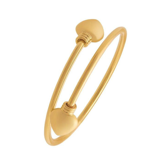 Image of Jewelry. Productname: Children's 9kt Yellow Gold Silver Infused Heart Ends Bangle in Gold colour by brand - Bevilles