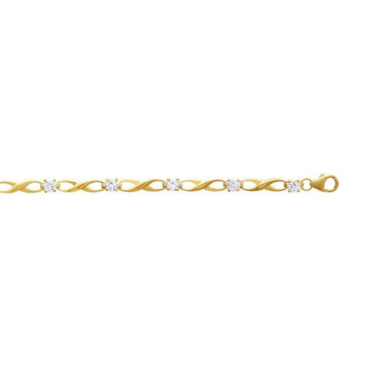 Image of Bracelets. Productname: Cubic Zirconia Infinity Bracelet in 9kt Yellow Gold Silver Infused in Gold colour by brand - Bevilles