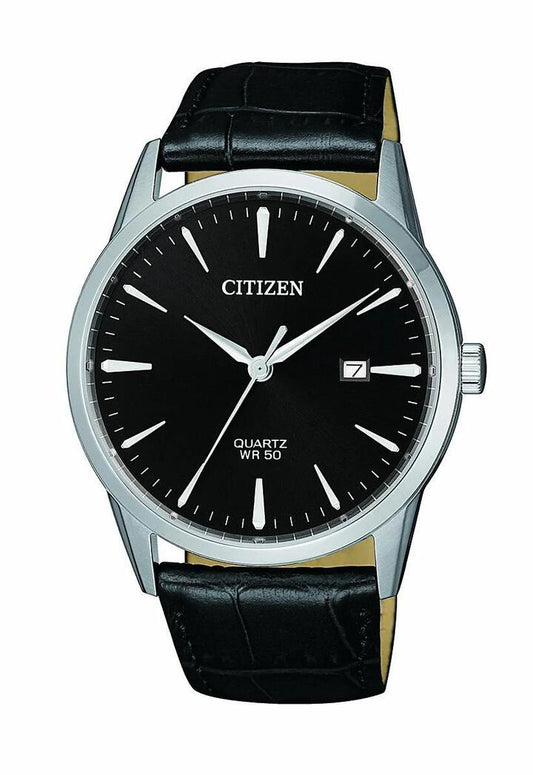 Image of Watches. Productname: Citizen Black Leather Watch BI5000-10E in Watch colour by brand - Citizen