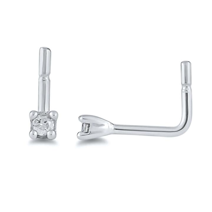 Image of Jewelry. Productname: Diamond Set Nose Ring Pin in Sterling Silver in Diamond colour by brand - Bevilles