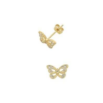 Image of Earrings. Productname: Children's 9kt Yellow Gold Butterfly Stud Earrings in Gold colour by brand - Bevilles
