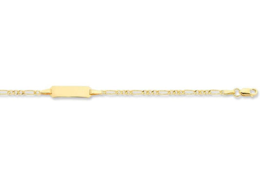 Image of Bracelets. Productname: 16cm Figaro I.D. Bracelet in 9kt Yellow Gold in Gold colour by brand - Bevilles