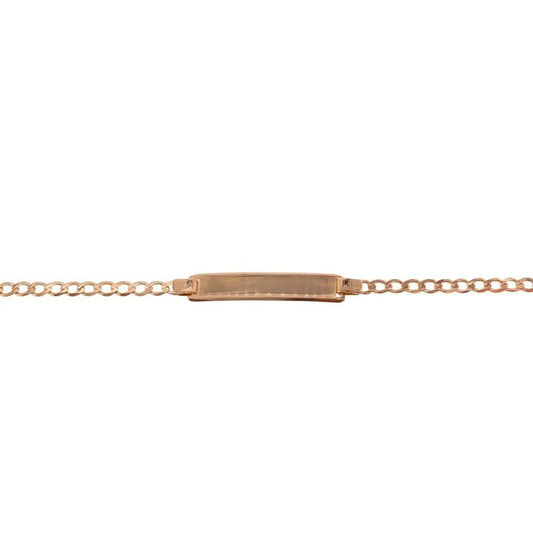 Image of Bracelets. Product name - 16cm Curb Bevelled I.D. Bracelet in 9kt Yellow Gold in colour by brand - Bevilles