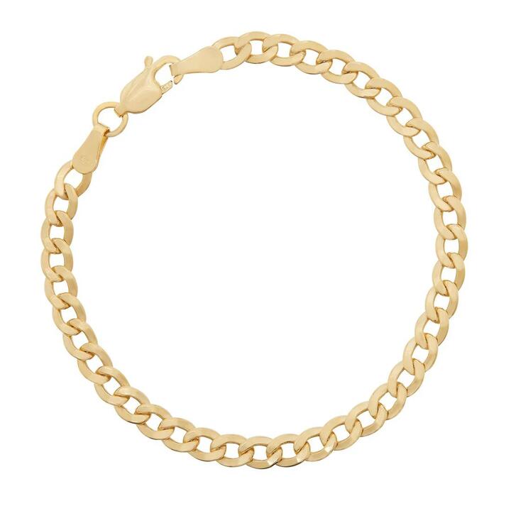 Image of Bracelets. Product name - 15cm Curb Bracelet in 9kt Yellow Bonded Gold in colour by brand - Bevilles